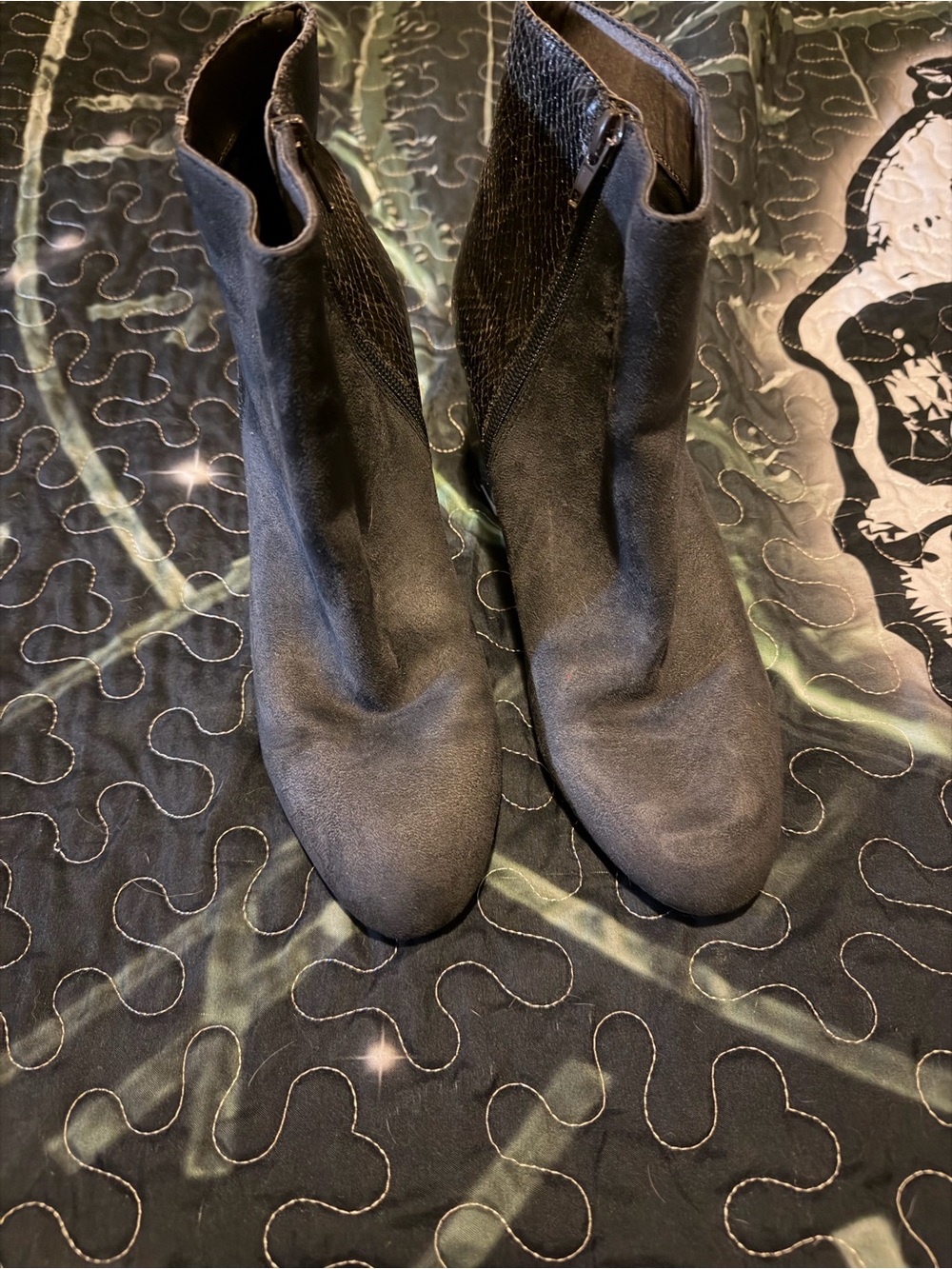 Forever 21 Black Ankle Booties with Textured Side Panels
